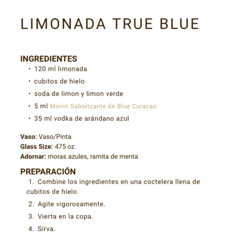 Jarabe Blue Curacao Monin® Cj 4 / 1 L - Imagen 3