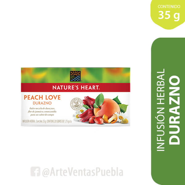 Té Durazno, Flor de Jamaica y Manzanilla Nature's Heart® Cj 6 / 20 Sobres -  Arte Ventas